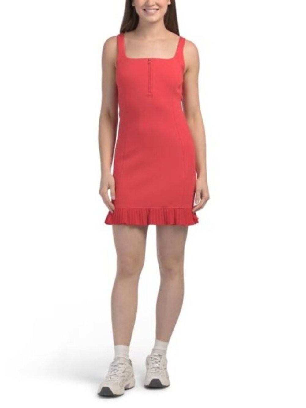 NWT $168 Carbon38 Pleated Hem Tennis Dress Scuba Mini Women's Size Small Tomato